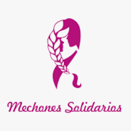 Logo de Mechones Solidarios con un perfil femenino y trenza en color rosa.